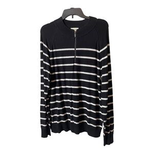 Open Edit black and white striped lightweight sweater